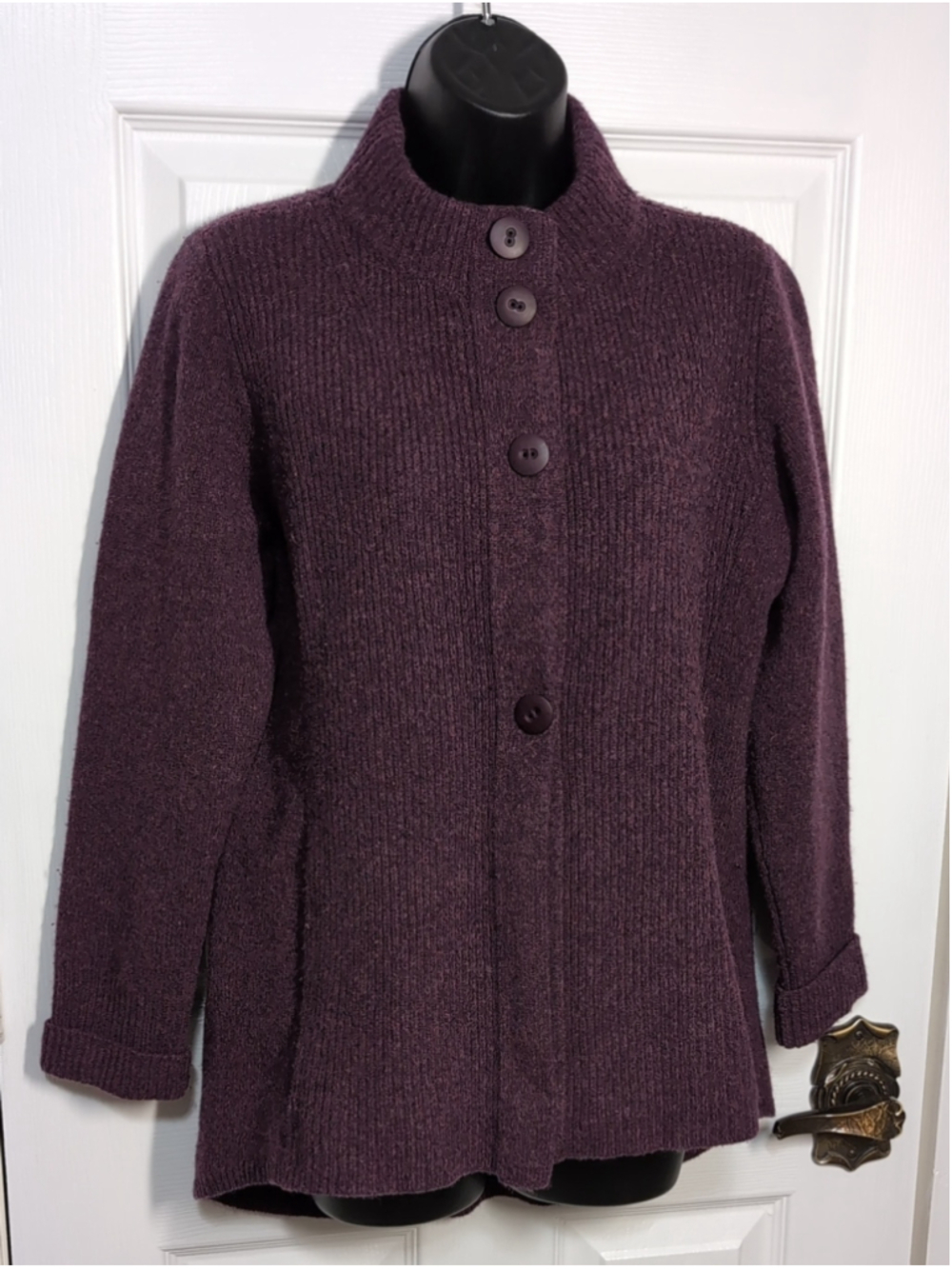 Eileen Fisher Lambswool And Cashmere Cardigan Size Medium
